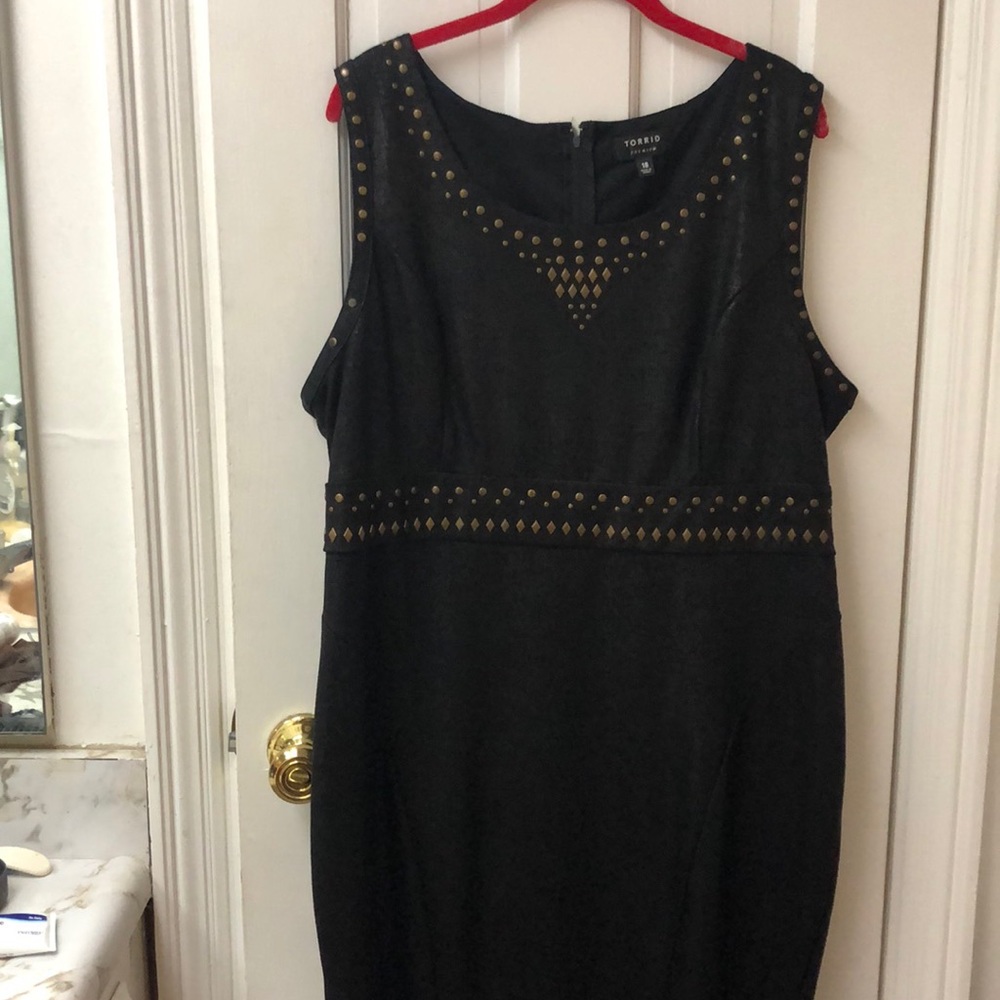 Faux leather beaded body con dress